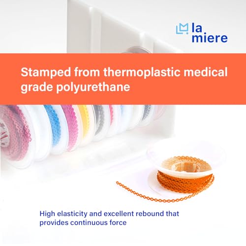 LA MIERE 1 Roll Orthodontic Rubber Chains, Braces Power Chains consisted force in closed, short, long 15''spools (closed, 0.113’’(2.5mm),Salmon)