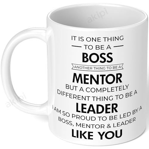 Image of Boss Mentor Leader Ceramic Coffee Mug 325ml - Gift for Bosses, Managers, Retirement, Promotion - The Office Farewell Present for Men Women