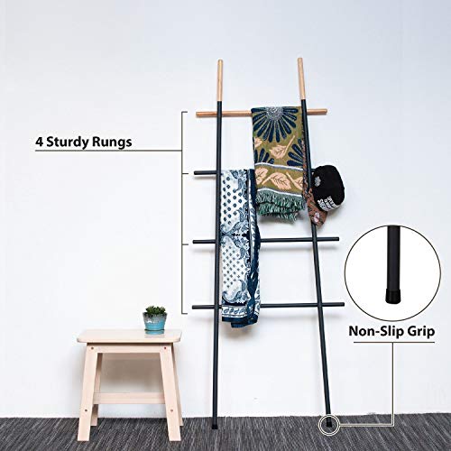 Decorative Blanket Ladder for Living Room Bedroom Bathroom, Black