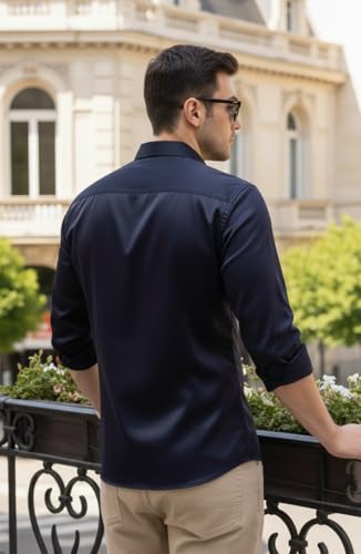 Image of IndoPrimo Men's Premium Satin Shirt for Party, Formal and Casual Wear - Stylish Designer Full Sleeve Shirt for Men