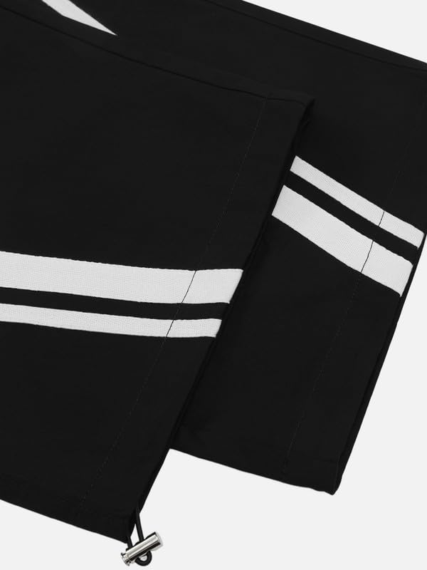 Aelfric Eden Schwarz Weiß Farbblockierung Baggy Jogginghose Herren Damen Double Waist Sweatpants Baumwolle Kordelzug Freizeithose Y2K Streetwear Sporthose mit Taschen