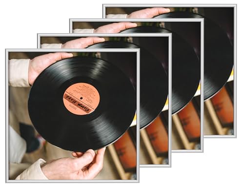 eletecpro 12.5×12.5 Record Frame with Acrylic Cover Made of Aluminum Display 12 Inch LP, Album Frames for Vinyl Records for Wall, Sturdy, Easy to Use, Metal Holder for Album Art, Silver, 4 Pack - Les Beatles, Paul McCartney, John Lennon, RIngo Starr, George Harrison eletecpro 12.5x12.5 Record Frame with Acrylic Cover Made of Aluminum Display 12 Inch LP, Album Frames for Vinyl Records for Wall, Sturdy, Easy to Use, Metal Holder for Album Art, Silver, 4 Pack