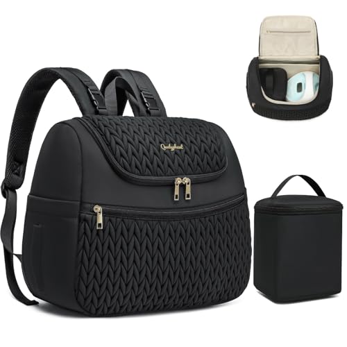Qualyphant Breast Pump Bag for Spectra S1/S2 & Medela – Insulated Cooler Bag, 13' Laptop Sleeve, Diaper Bags Backpack – Lightweight, Water-resistant & Stylish for Work, Travel, Black