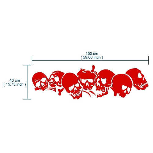 Image of Skull Pattern Auto Side Body Decals Sticker Skull Row Graphics Car Racing Sport Decoration Sticker Self Adhesive Vinyl Sticker 59.06'' x 15.75'', Red