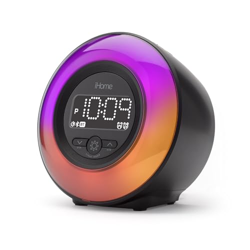 iHome PowerClock Glow FM Clock Radio with Bluetooth Speaker and USB Charger, Color...