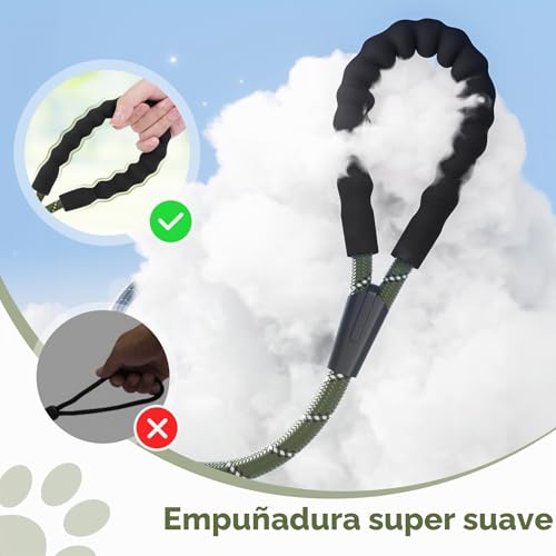 Miniatura 3 de X Xben Correa Perro Adiestramiento, Correa Perro Larga Con Gancho Bloqueable, Correas De Adiestramiento Para Perros Grande Y Pequeño, Reflectante Y Duradero, Verde Oliva, 3m X 8mm