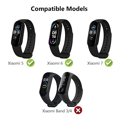 Ainiv Watchband Compatible with Xiaomi Mi Band 5/ Xiaomi Mi Band 6, Xiaomi Watchband Knitted Nylon/Silicone Watch Strap, Adjustable Woven Stretchy Replacement Straps for Women/Men