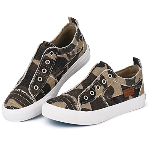 JENN ARDOR Womens Fall Slip On Fashion Sneakers No Laces Comfortable Casual Low Canvas Sneakers Flats Walking Shoes - image 4