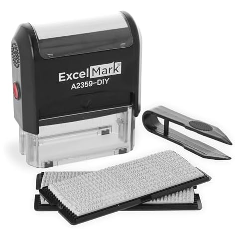 ExcelMark Self-Inking DIY Custom Rubber Stamp Kit - Personalized Stamper for Business or Home - Address Stamp, Message Stamp, and More Cover