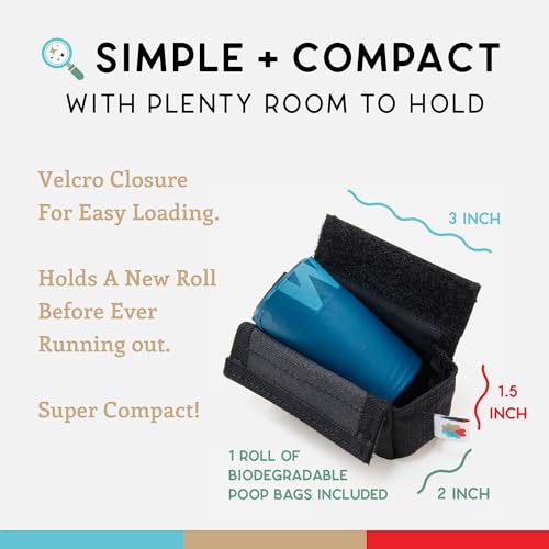 Image of Dog Poop Bag Holder for Leashes, Cat Waste Bag Dispenser, 1000D Nylon, Attach to Cat Leash, Poop Bag Dispenser, Fits Standard Dog Poop Bags - Wildebeest (Black)