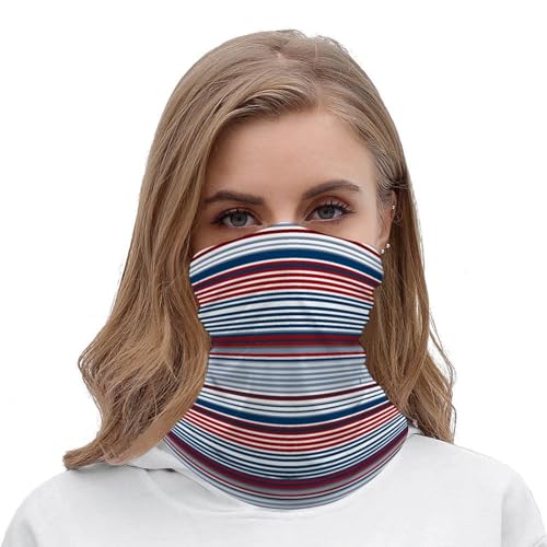 Máscara facial con rayas rojas, azules, blancas y grises para frío, pañuelo protector para cuello, bandana impermeable al viento para hombres y mujeres, gorro elástico para motocicleta, ciclismo, esquí y fiesta miniatura 5