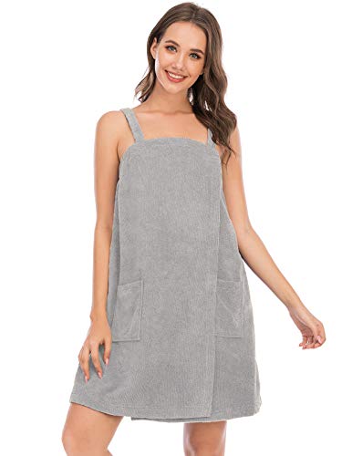 Image of Veseacky Women Bath Wrap Towel for Womens Shower with Pocket Adjustable Spa Robe & Facial Headband