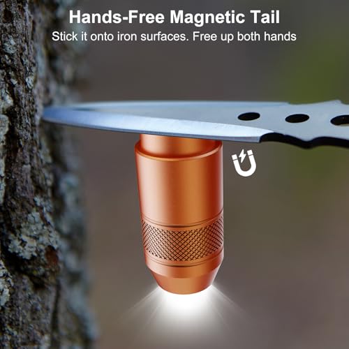 Image of Mini Keychain Flashlight - Instant On Pull to Light, 100 Lumens Tiny EDC Flash Light, USB-C Rechargeable Micro LED Torch, Waterproof IPX6, for Everyday Carry, Emergency & Outdoor Use (Orange)