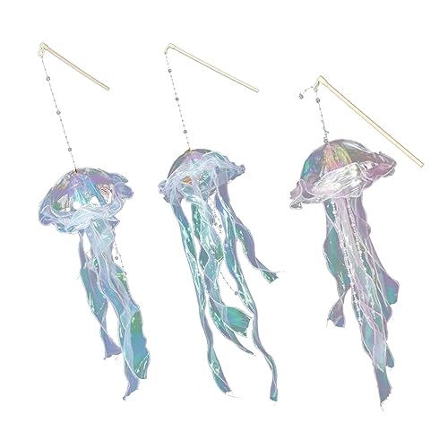 Happyyami 3Pcs Portable Decorative Jellyfish Lantern Light Night Light for Bedroom and Mermaid Theme Decor Enhances Atmosphere for Festivals and Parties