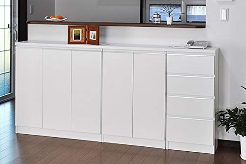 キャビネット ホワイト 日本製 カウンター下収納 本棚 収納扉 引出し カウンター下収納 キャビネット 引き戸タイプ 幅120 高さ88 奥行32