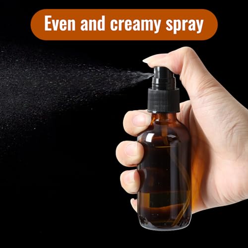 STARSIDE 24 Pack 2oz Amber Glass Spray Bottles with Fine Mist Sprayer,60 ml Glass Travel Bottles for Cosmetic Essential Oils Cleaning Solutions Perfumes & Liquids3