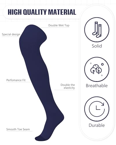 Image of Panitay 2 Pairs Over The Knee Baseball Socks High Football Softball Socks Sport Extra Long for Boys Girls Youth Women Men