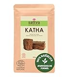 Sattva Ayurveda Polvo para el cabello Katha – Acacia Catechu Polvo para el cabello para tonos marrones – Máscara para el cabello y aditivo de henna, polvo vegetal natural – ECOCERT