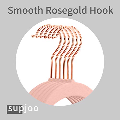 Premium Velvet Hangers HeavyDuty - Non Slip Sturdy Suit Hangers- Rose Gold Swivel Hooks - Felt Hangers-Space Saving Clothes Hangers 50 Pack for Skirts Coats (Blush Pink/Rose)