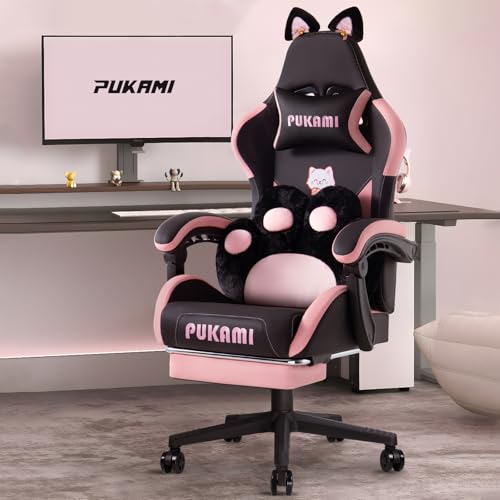 PUKAMI Gaming Chair with Cute Cat Ears