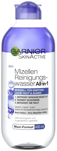 Garnier Parfümfreies All-in-1 Mizellen Reinigungswasser mit Glycerin für besonders sensible Haut und Augen Make up Entferner und Gesichtsreinigung für empfindliche Haut Skin Active 1 x 400 ml