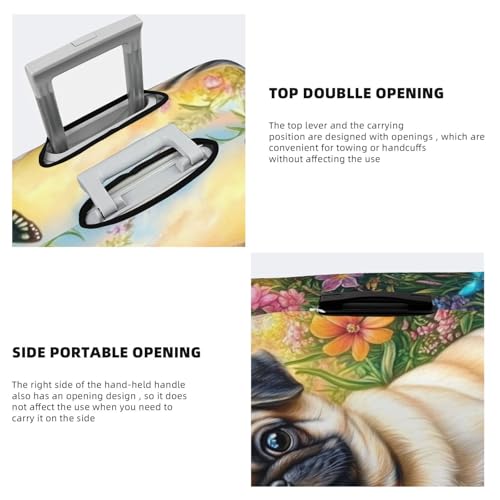 Pug Dog Elastic Travel Luggage Covers Dustproof Scratch-Resistant Suitcase Protector Fit 22-24 Inch3