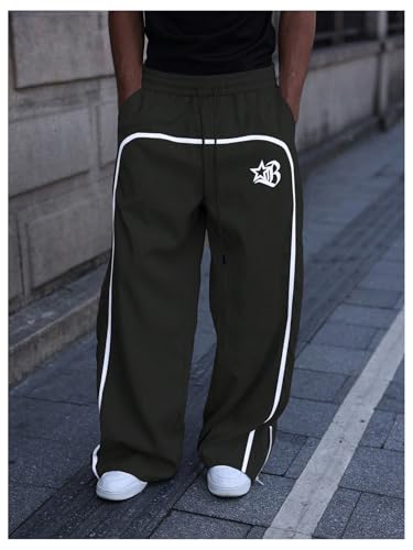 Men's Y2k Graphic Baggy Sweatpants Drawstring Waist Straight Leg Track Pants with Pockets Streetwear3