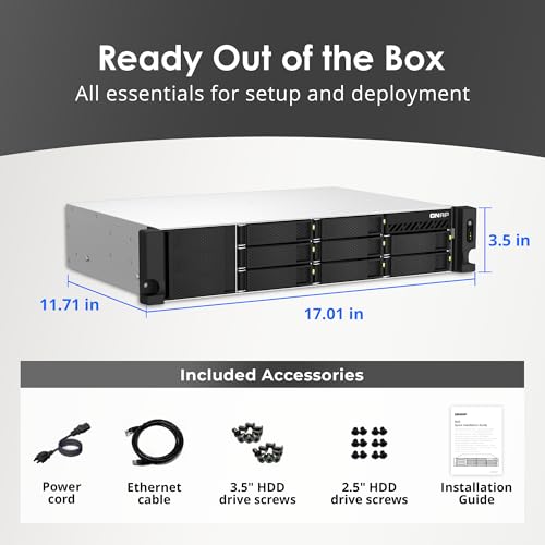 Image of QNAP TS-873AeU-4G-US 8 Bay High-Speed Short Depth Rackmount Rackmount Dual-2.5GbE NAS AMD Ryzen CPU, 4GB DDR4 Memory and 2.5GbE (2.5G /1G /100M) Network Connectivity (Diskless)