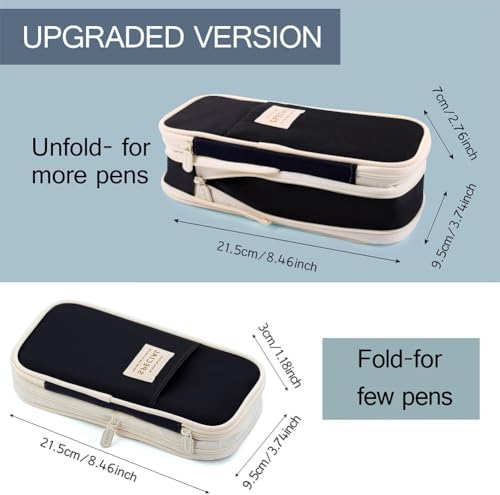 Image of Big Capacity Pencil Cases with Compartments Pencil Pouch Aesthetic for Kids Teen Students, Expendable Stationery Organizer Pen Bag for College School Office