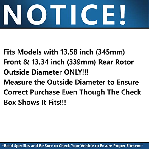 Image of Detroit Axle - Brake Kit for 2008-2014 Cadillac CTS Drilled & Slotted Brakes Rotors 2009 2010 2011 2012 2013 Ceramic Brakes Pads Replacement: 13.58 inch inch Front Rotor and 13.34 inch inch Rear Rotor