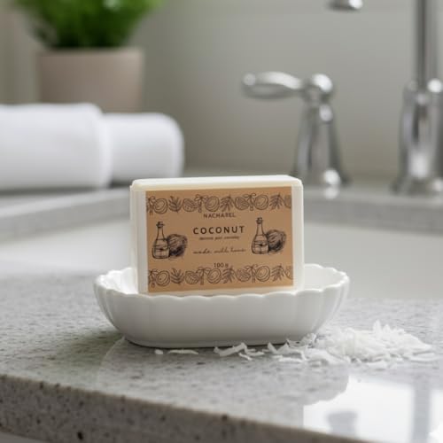 Image of Coconut Soap | Pure & Gentle Bathing Bar for Glowing Skin | Nourishing & Antioxidant Soaps for Men & Women | Cleansing Bar For Moisturising | Soap for All Skin Types | Pack Of 1
