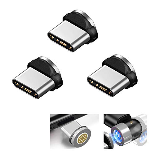 3個セット 540°回転式 端子は丸3pin コードは3pin TYPE-C 親端子 マイクロ-usb-c マグネット ケーブル チップ コネクター ソケット qc3.0 急速 充電 対応 max-3a usb-c 防塵 データ伝送 Android タイプ