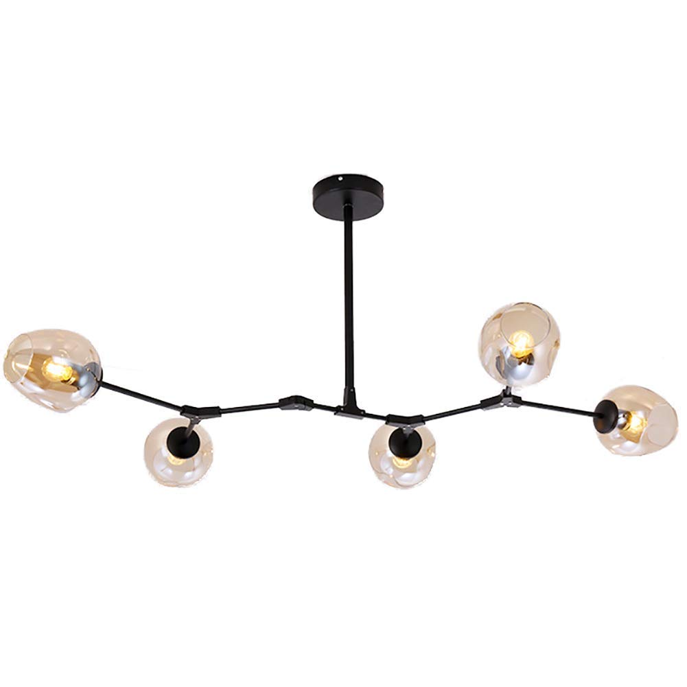 FZQSXAZU Chandeliers,Modern Industry Sputnik Chandelier，Modern 3S Gold Ceilingd Century Adjustable Hanging Fixture for Kitchen Living Room Bedroom/Amber./5S