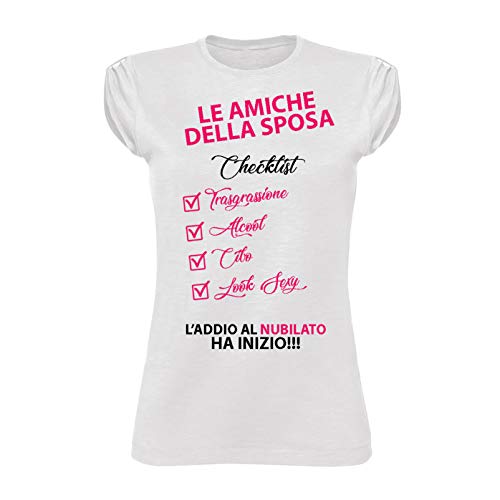 Camiseta Blanca para niña y Mujer, para Despedida de Soltera, diseño de corazón, Mujer, Bianco, M Cover
