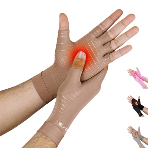 LYRX Arthritis Gloves for Women - Compression Carpal Tunnel Fingerless Gloves for Pain Crocheting, Rheumatoid Arthritis