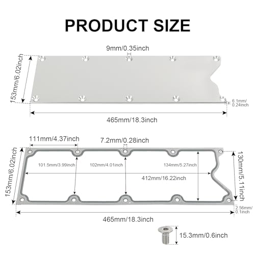Image of LS Gen 3 Valley Pan Cover Plate Low Profile with Gasket and Seals Compatible with LSX LS1 LM7 LR4 LQ4 LS6 L59 LQ9 LM4 L33 (Silver)