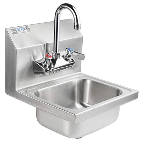 ACE HS-0810WG Mini Wall Mount Hand Sink with Lead Free Faucet & Strainer, ETL Certified
