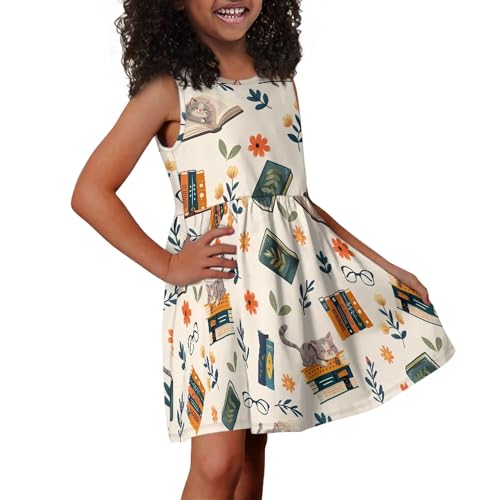 Girls Sleeveless Tank Dress Crew Neck Swing Summer Waisted A-Line Dresses4