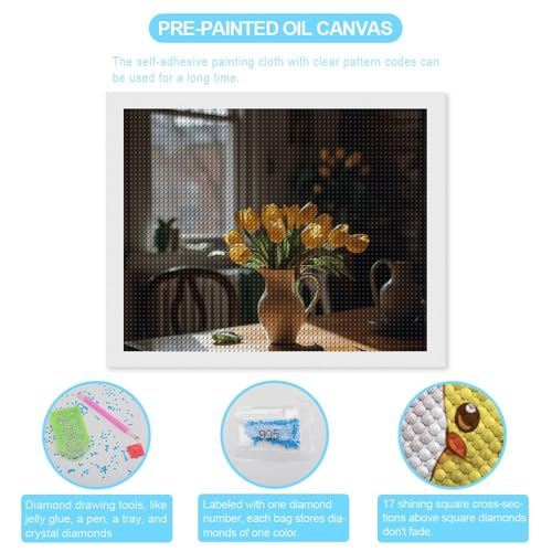 Kit peinture diamant fleurs sur table avec outils complets sans cadre - 6