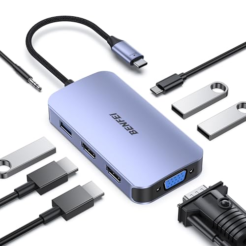 Ya en mundofriki.es: BENFEI Docking Station USB C, 8-en-1 Hub USB C con Triple Pantalla, Doble HDMI, VGA, 3*USB 3.0, Entrega de Potencia de 100W, Audio AUX de 3.5mm Compatible con MacBook Pro, XPS y más.