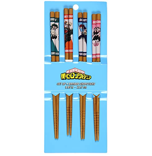 Palillos de My Hero Academia de bambú natural de 8.85 pulgadas juego de 4 pares 6