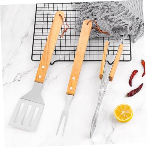 Set de utensilios de parrilla POPETPOP con mango de madera miniatura 5