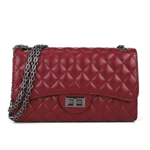 Image of Gladdon Quilted Crossbody Purse for Women Trendy Shoulder Bags | Stylish Shoulder Purse,Quilted Pattern,Structured bag,Chain Strap,Spacious Enough,Casual and Dressy Outfits,Any Occasion