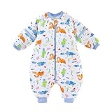 Bebé Saco de Dormir para Niños Niñas Manga Separable con Piernas Algodón Pijama Cremallera Mamelucos Mono Invierno Traje de dormir 3-5 años,blanco(3.5Tog)