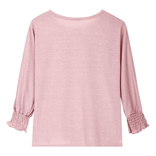 Girls' Fashion Tops 3/4 Sleeve T-Shirts Cute Solid Color Crewneck Basic Casual Tees Loose Fit Summer Blouses Going Out3