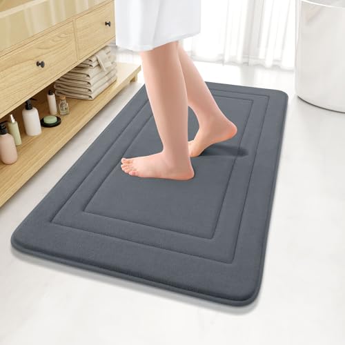 Arotive Memory Foam Bathroom Rug 36x24, Absorbent, Dark Grey