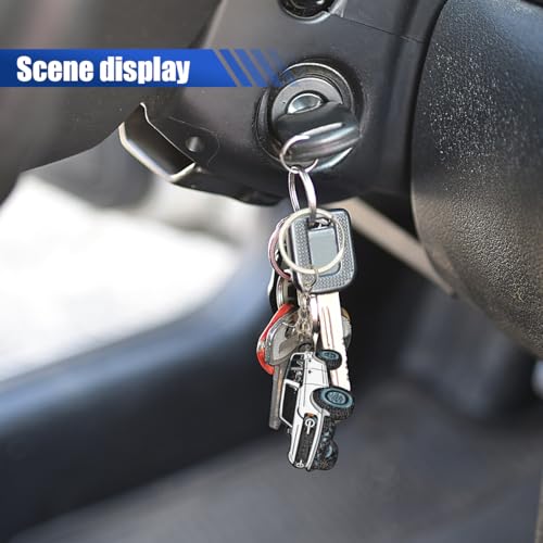 Image of LAINLOY Bronco Car Keychain, Car Fob Cover Cool Mods Accessories, 4-Door Auto Key Fob Holder Compatible with Bronco 2021 2022 2023 (White)