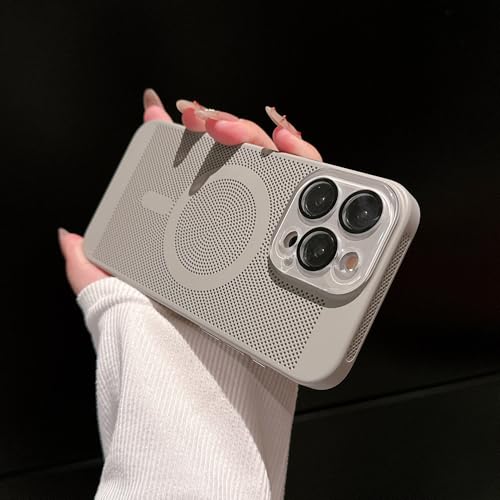 MagSafe対応 いphone15 Pro Max スマホ 放熱 冷却ケース 耐衝撃 マグセーフ対応 かわいい メッシュ構造 iPhone15 Pro Max 用ケース カメラレンズ保護 放熱性能 おしゃれ 韓国 マグネット搭載 スマホ冷却 アイフォン1