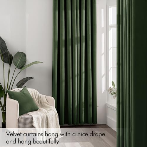 MIULEE Olive Green Velvet Curtains for Bedroom 2 Panel Set 54 Inch Drop Curtains, Soft Elegent Home Decor Velvet Curtain Living Room, Sun Blocking Room Darkening Thermal Eyelet Curtain 46x54 Inch - Cosy Home Interiors MIULEE Olive Green Velvet Curtains for Bedroom 2 Panel Set 54 Inch Drop Curtains, Soft Elegent Home Decor Velvet Curtain Living Room, Sun Blocking Room Darkening Thermal Eyelet Curtain 46x54 Inch - Image 3