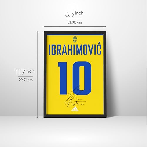 Image of Posternet Football Jersey Style Wall Frame | Yellow & Blue Sports-Inspired Number 10 Poster with Signature Design | Premium Black Framed Wall Decor for Bedroom, Living Room, Office & Gaming Room | A4 Size (8.3 x 11.7 Inch)